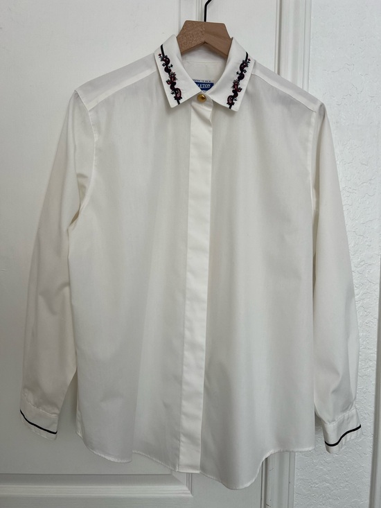 Pendleton Tops - PENDLETON Embroidered Neck Button-Down Long-Sleeve Blouse | 12